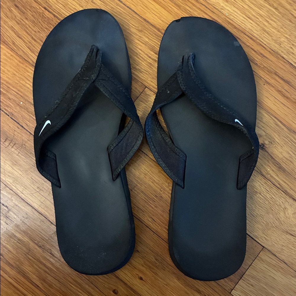 Nike Black Sandals with White Logo